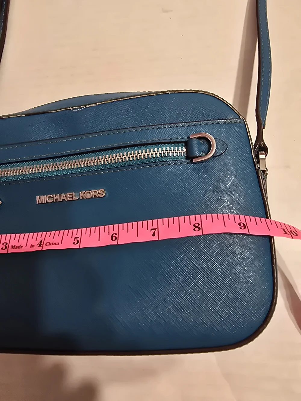 Michael Kors Jet Set Teal Blue Saffiano Leather Crossbody Bag